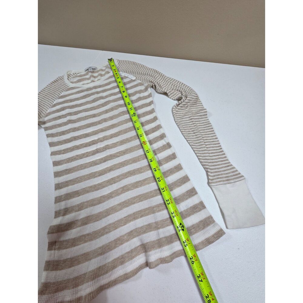 Gap Women's Cotton Modal Striped Thermal Long Sleeve Top Beige White Y2K S - Picture 6 of 7